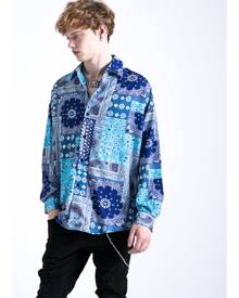 Men Paisley Patchwork Print Shirt