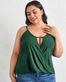 Plus Solid Cut Out Front Cami Top