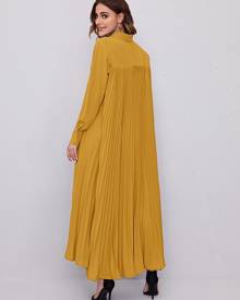 Solid Pleated Back Shirt Dress
