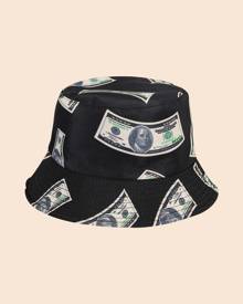 Men Banknote Print Bucket Hat