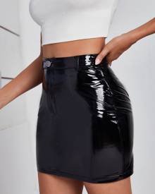 PU Leather Bodycon Skirt
