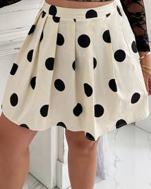 Plus Polka Dot Pleated Skirt