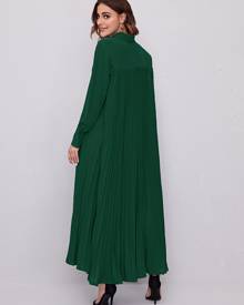 Solid Pleated Back Shirt Dress