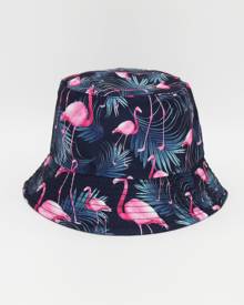 Men Leaf Print Reversible Bucket Hat