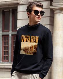 Men Painting & Letter Graphic Pullover