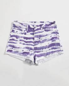 Plus Tie Dye Roll Hem Denim Shorts