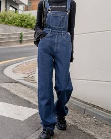 Slant Pocket Denim Overalls