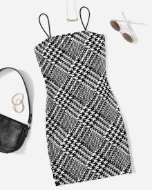 Chevron & Houndstooth Print Cami Dress