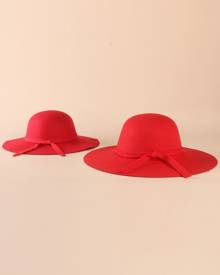 2pcs Girls Parent-child Solid Hat