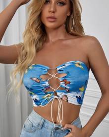 Butterfly Lace Up Front Tube Top