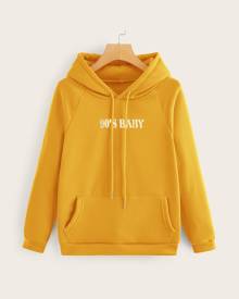 SHEIN Neon Yellow Letter Graphic Hoodie