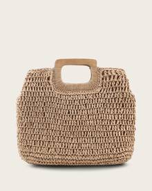 SHEIN Braided Tote Bag With Wooden Handle