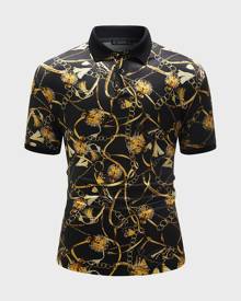 SHEIN Men Chain Print Polo Shirt