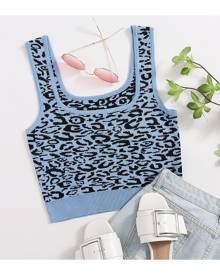 SHEIN Leopard Knit Crop Top