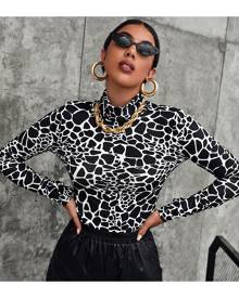 SHEIN All Over Print High Neck Tee