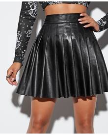 SHEIN PU Leather Pleated Skirt