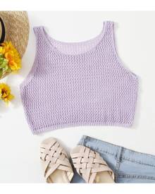 SHEIN Solid Crop Knit Top