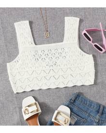 SHEIN Open Knit Crop Knit Top