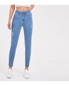 SHEIN High Waist Ripped Crop Skinny Jeans