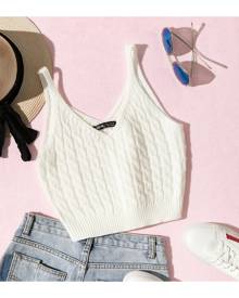 SHEIN Crop Cable Knit Top