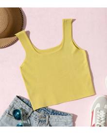 SHEIN Solid Crop Knit Top