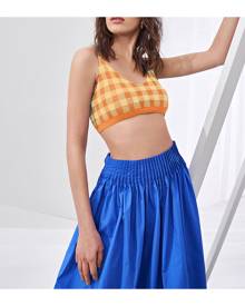 SHEIN Gingham Crop Knit Top