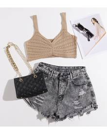 SHEIN Cable Knit Crop Top