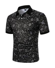 SHEIN Men All Over Print Polo Shirt