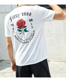 SHEIN Men Letter & Rose Print Tee