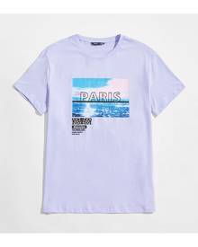 SHEIN Men Letter & Picture Print Tee