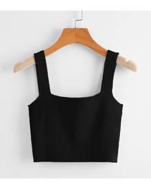 SHEIN Solid Crop Knit Top