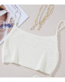 SHEIN Solid Crop Knit Top