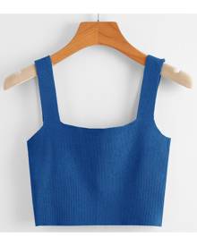 SHEIN Solid Crop Knit Top