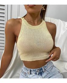 SHEIN Solid Crop Knit Top