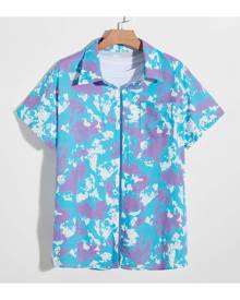 SHEIN Men All Over Print Pocket Front Shirt