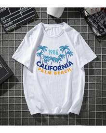 SHEIN Men Letter & Tropical Print Tee