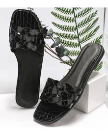 SHEIN Croc Embossed Braided Slide Sandals