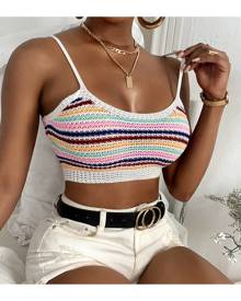 SHEIN Striped Crop Knit Top