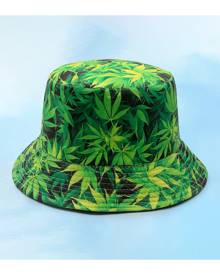 SHEIN Men Leaf Print Reversible Bucket Hat