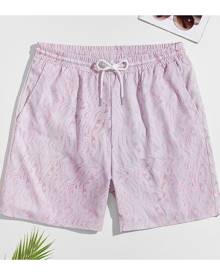 SHEIN Men Allover Print Drawstring Swim Shorts