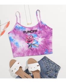 SHEIN Floral & Tie Dye Print Crop Cami Top