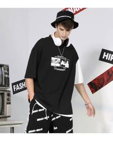 SHEIN Men Letter & Graphic Print Tee