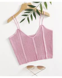 SHEIN Crop Rib Knit Top