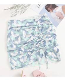 SHEIN Butterfly Drawstring Slim Skirt