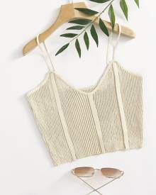 SHEIN Crop Rib Knit Top