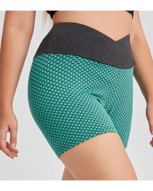 SHEIN Plus V Cut Waist Honeycomb Sports Shorts