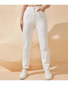 SHEIN Solid Mom Jeans