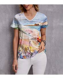 SHEIN All Over Print V Neck Tee