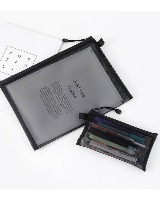 1pc Plain Mesh Pencil Case