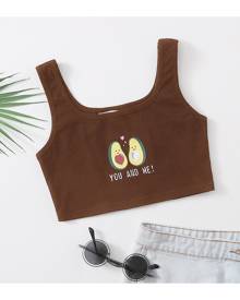 SHEIN Girls Cartoon & Letter Graphic Crop Tank Top